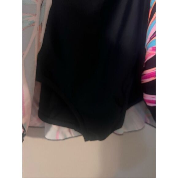 Maxine Of Hollywood Womens 22W One Piece Swimsuit Dress Black Pink Tropical Palm - Picture 4 of 9